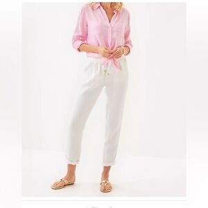 Lilly Pulitzer White Linen Drawstring pants
